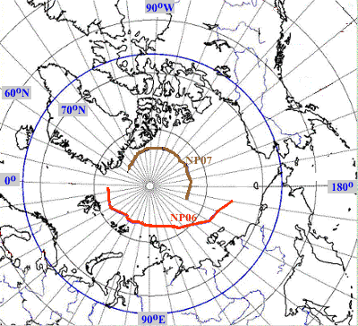 Места дрейфа полярных станций в Арктике