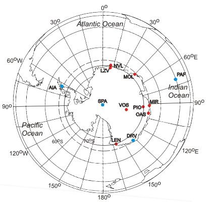 Geomagnetic stations in Antarctic